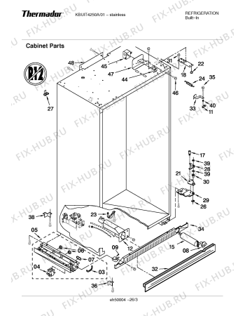 Схема №26 KBUIT4250A 42" SXS REFRIG (SS) DES HDL ICEMAKER с изображением Декоративная рамка для посудомойки Bosch 00241320